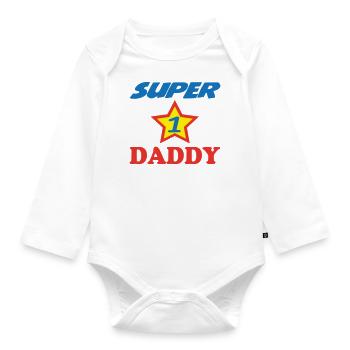 SUPER PAPA - Baby Bio-Langarm-Body - Weiß - Vorne