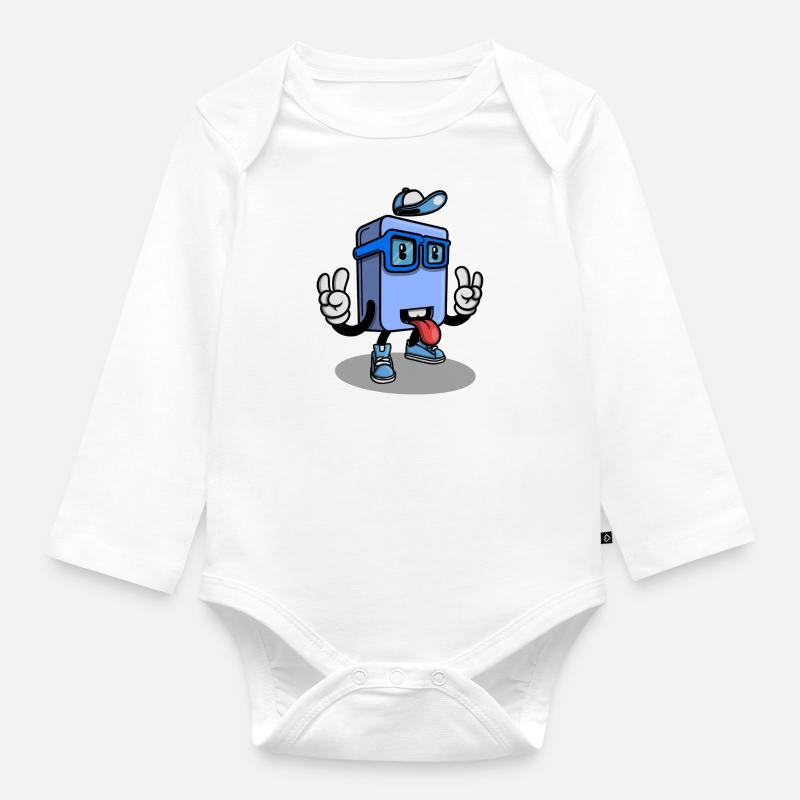 Lustiger Charakter - Baby Bio-Langarm-Body - Weiß