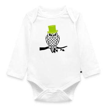 owl sir - Baby Bio-Langarm-Body - Weiß - Vorne