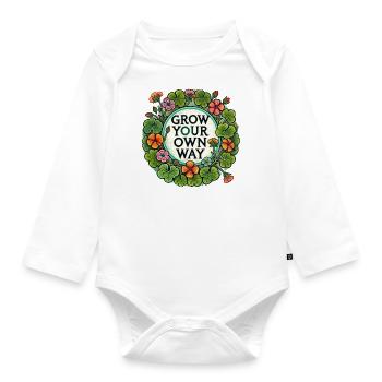 Grow your own way - Organic Longsleeve Baby Bodysuit - white - Front