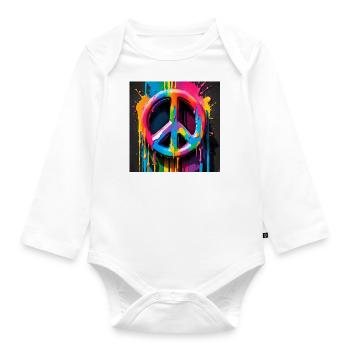 Peace sign colored - Baby Bio-Langarm-Body - Weiß - Vorne