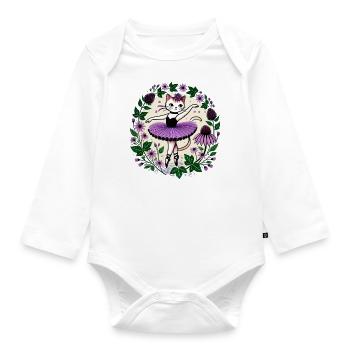Cute Ballerina Kitty - Organic Longsleeve Baby Bodysuit - white - Front