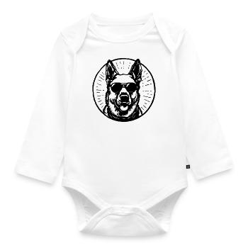 Schäferhund Hund Hundekopf - Baby Bio-Langarm-Body - Weiß - Vorne