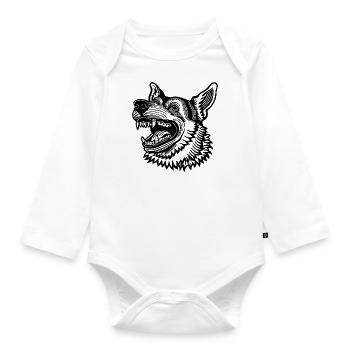 Schäferhund Hund Hundekopf - Baby Bio-Langarm-Body - Weiß - Vorne