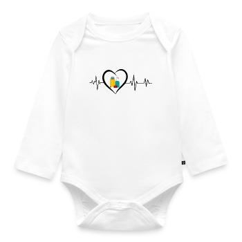 Heartbeat Travel Suitcase - Organic Longsleeve Baby Bodysuit - white - Front