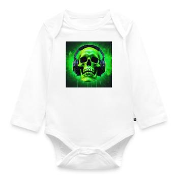 Totenschädel Neon Grün - Baby Bio-Langarm-Body - Weiß - Vorne