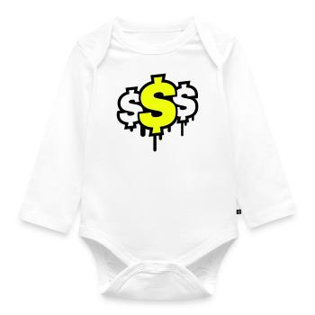 dollar symbol - Baby Bio-Langarm-Body - Weiß - Vorne