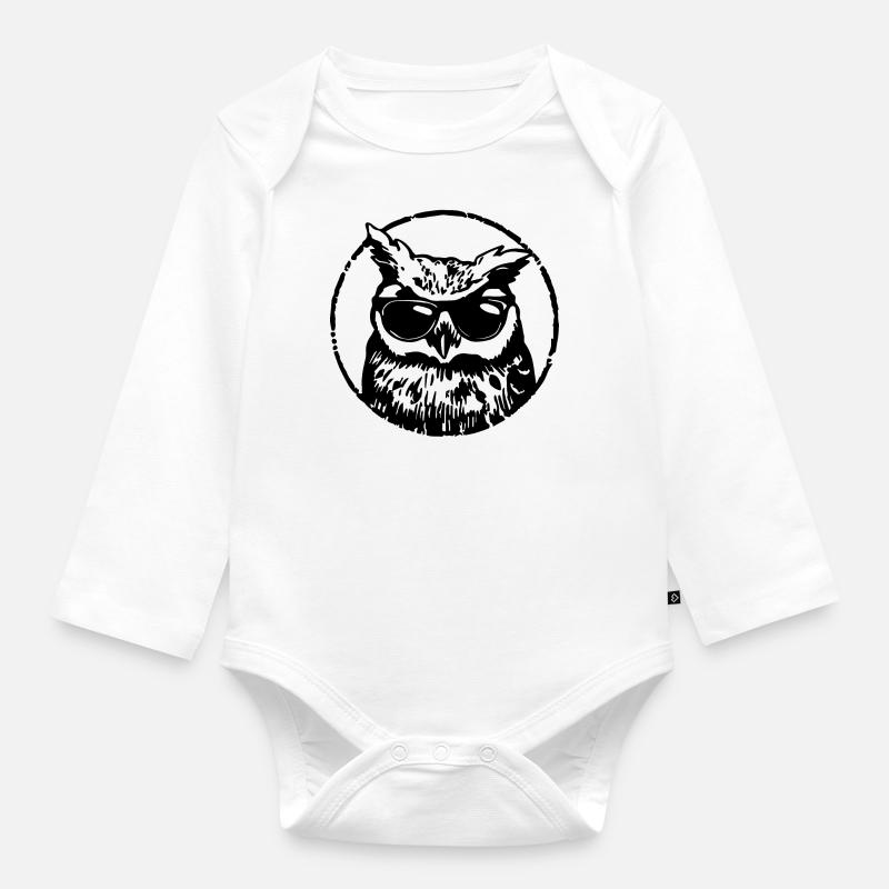 Eule - Baby Bio-Langarm-Body - Weiß
