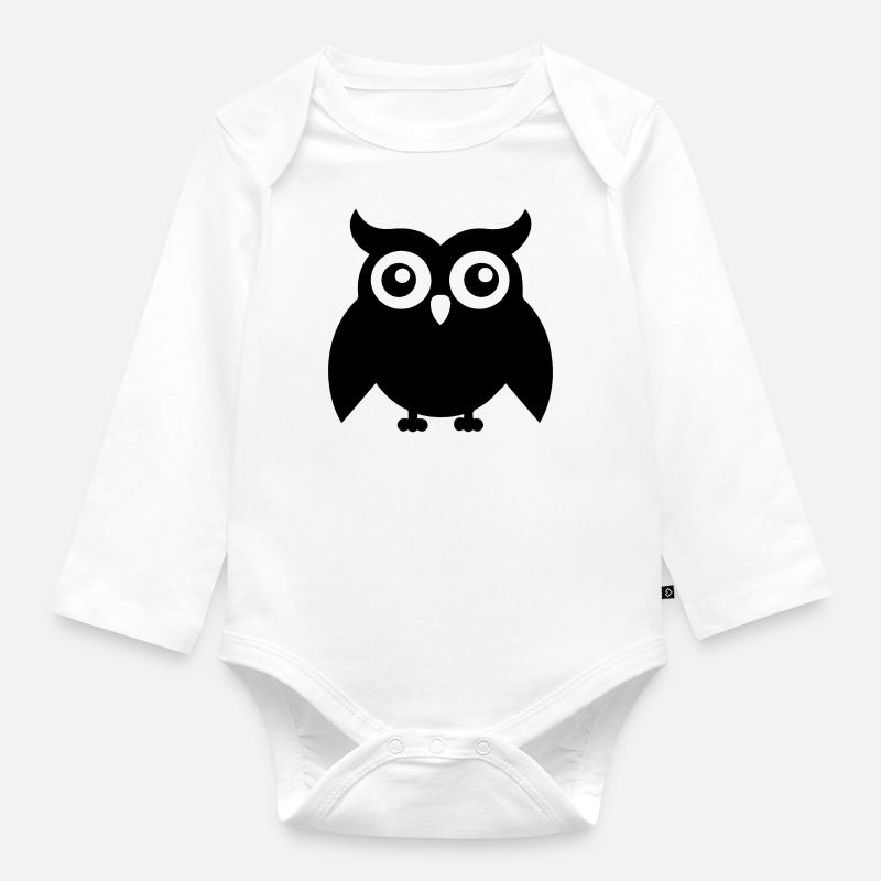 Eule - Baby Bio-Langarm-Body - Weiß