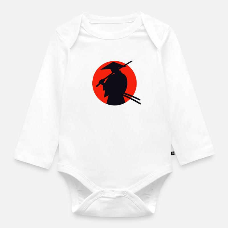 Samurai - Organic Longsleeve Baby Bodysuit - white