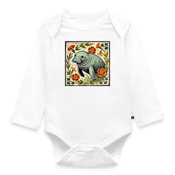 Manatee - Organic Longsleeve Baby Bodysuit - white - Front