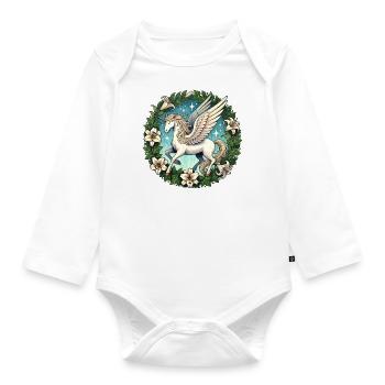 Pegasus Einhorn - Baby Bio-Langarm-Body - Weiß - Vorne