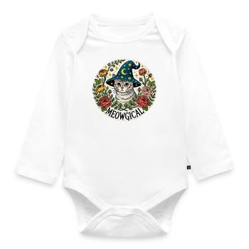 Meowgical Kitty Cat - Organic Longsleeve Baby Bodysuit - white - Front