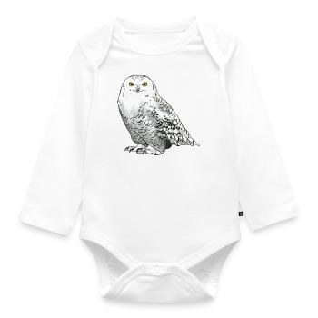 Schneeeule weiss - Baby Bio-Langarm-Body - Weiß - Vorne