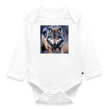 Loup - Body Bébé bio manches longues - blanc - Devant