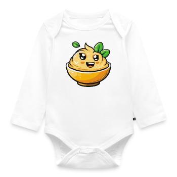 Lustige Senf Bowl Comic - Baby Bio-Langarm-Body - Weiß - Vorne
