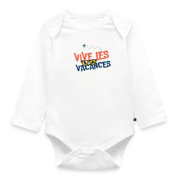 VIVE LES VACANCES. VACANCES.BONNES VACANCES. - Body Bébé bio manches longues - blanc - Devant