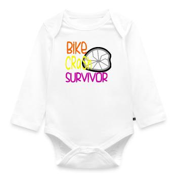 Bike Crash Survivor Humor Mountain Biking Funny - Organic Longsleeve Baby Bodysuit - white - Front