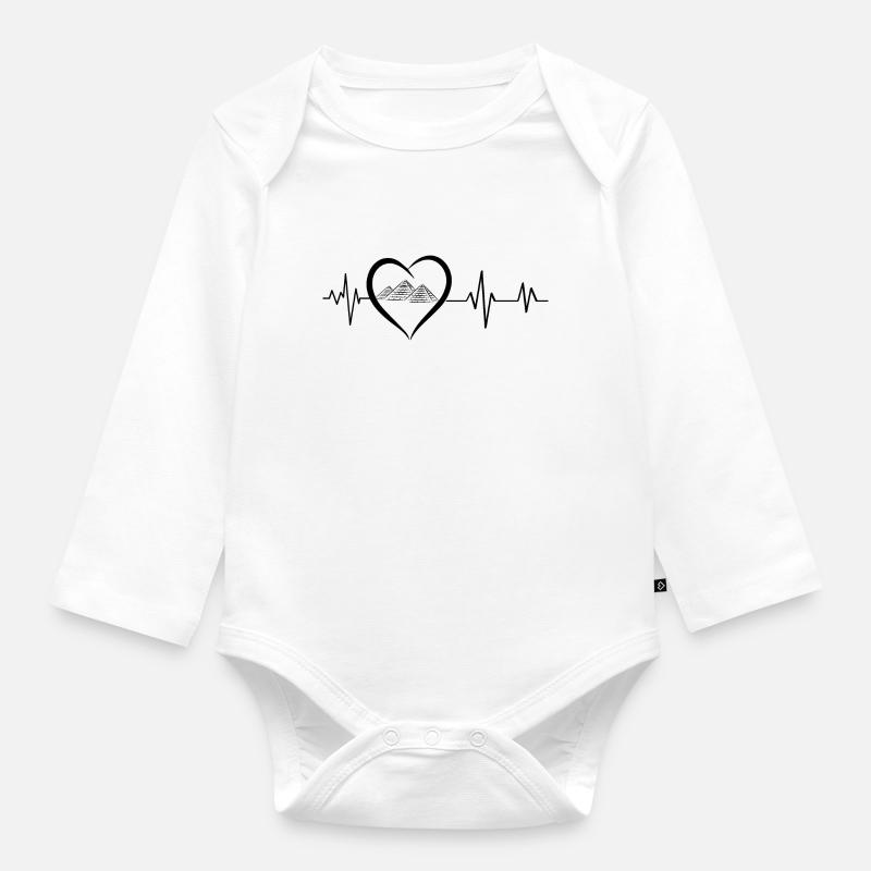 battement de cœur pyramides - Body Bébé bio manches longues - blanc