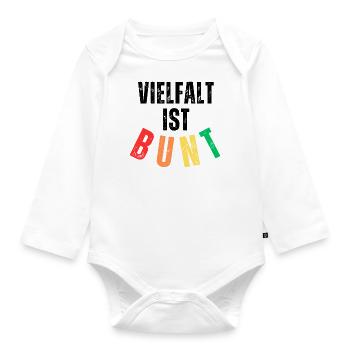 Vielfalt ist bunt - Baby Bio-Langarm-Body - Weiß - Vorne