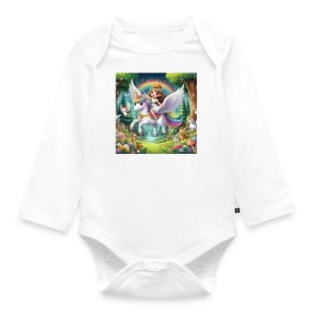 Princesse sur une Licorne volante - Body Bébé bio manches longues - blanc - Devant