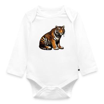 Tiger On the Move - Organic Longsleeve Baby Bodysuit - white - Front