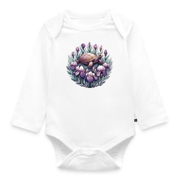 Tortue-boîte avec iris - Body Bébé bio manches longues - blanc - Devant