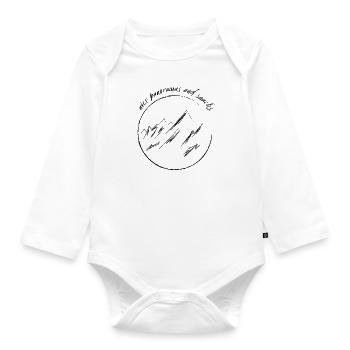 Mountains / Panoramas and Snacks - Organic Longsleeve Baby Bodysuit - white - Front