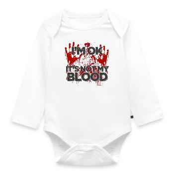 Halloween, Fröhlich, Horror, Monster, Blut, Gruselig, Beängstigend - Baby Bio-Langarm-Body - Weiß - Vorne