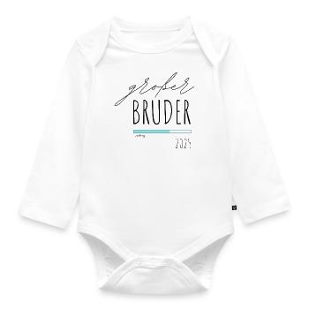 Grosser Bruder 2025 - Baby Bio-Langarm-Body - Weiß - Vorne