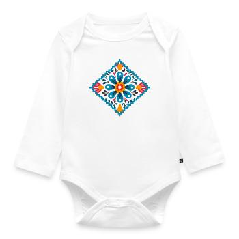 Floral Geometry - Organic Longsleeve Baby Bodysuit - white - Front