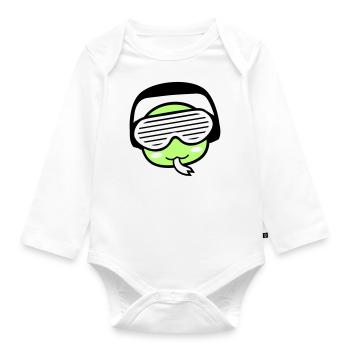Coole DJ Schlange Gesicht Tier Kopf Musik Party - Organic Longsleeve Baby Bodysuit - white - Front