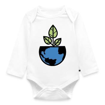 planet erde - Baby Bio-Langarm-Body - Weiß - Vorne