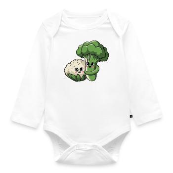 Britta Brokkoli und Bernd Blumenkohl - Baby Bio-Langarm-Body - Weiß - Vorne