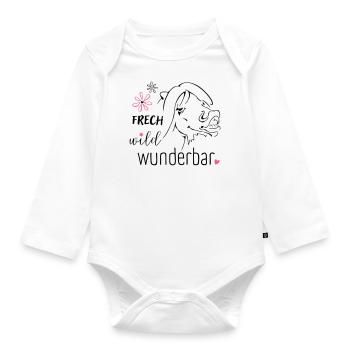 Frech, wild, wunderbar :-) - Baby Bio-Langarm-Body - Weiß - Vorne