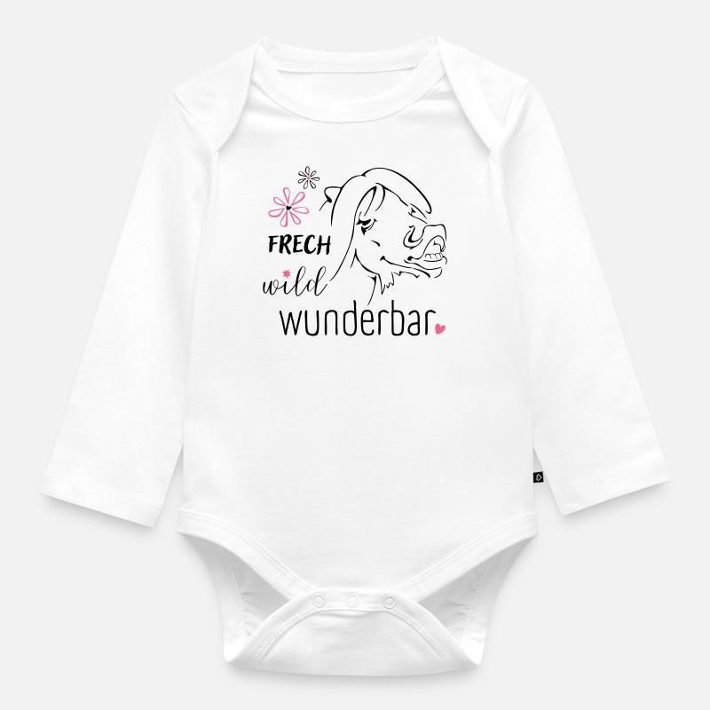 Frech, wild, wunderbar :-) - Baby Bio-Langarm-Body - Weiß