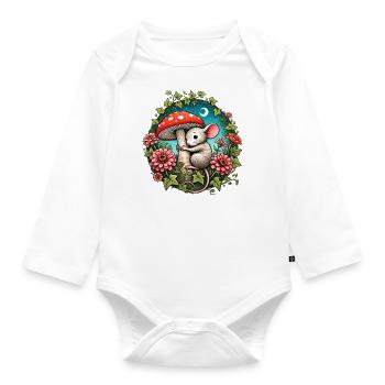 Mouse - Organic Longsleeve Baby Bodysuit - white - Front