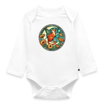 Ingwer Katze Fee - Baby Bio-Langarm-Body - Weiß - Vorne