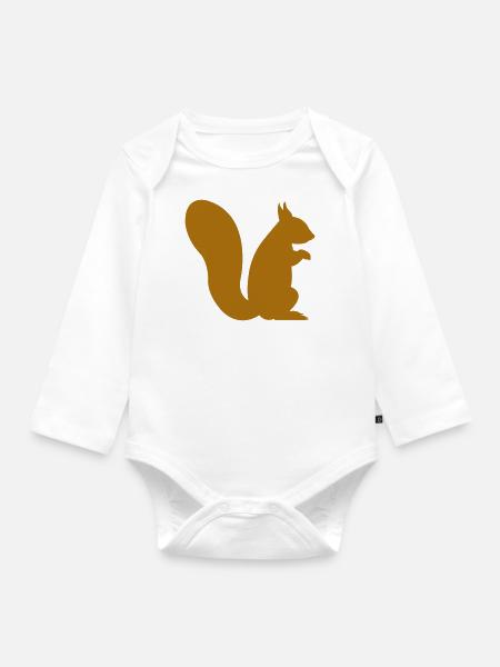 eichhörnchen - Baby Bio-Langarm-Body - Weiß