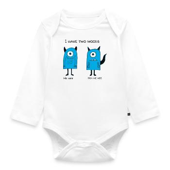 Zwei Stimmungen Monster Gruseliges Casual T-Shirt - Baby Bio-Langarm-Body - Weiß - Vorne