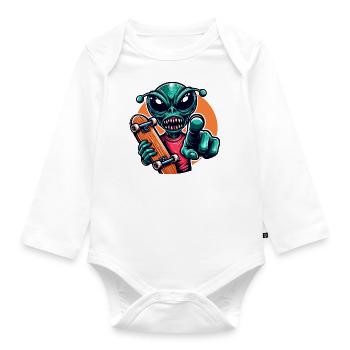 Alien skate - Body Bébé bio manches longues - blanc - Devant