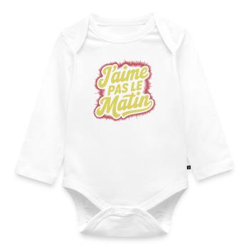 J'aime pas le matin - Body Bébé bio manches longues - blanc - Devant