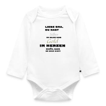 Design de police argentée or pour grand-mère - Body Bébé bio manches longues - blanc - Devant