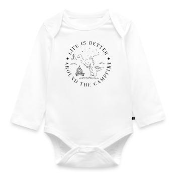 Campfire Dino for Boys - Baby Bio-Langarm-Body - Weiß - Vorne
