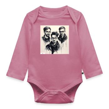 Portrait d’amis à l’encre - Body Bébé bio manches longues - mauve - Devant