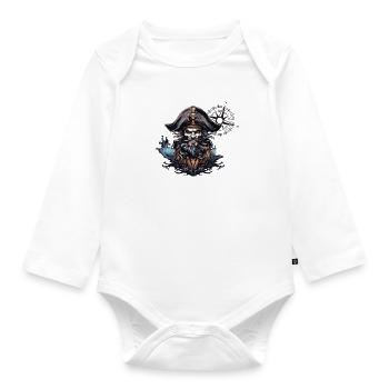 Pirate Captain Captain - Organic Longsleeve Baby Bodysuit - white - Front