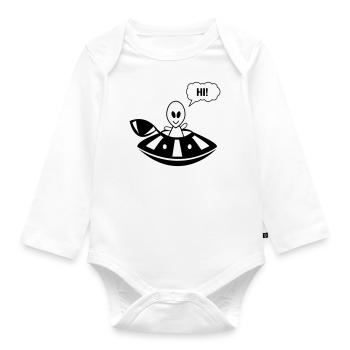 Alien ufo hi - Organic Longsleeve Baby Bodysuit - white - Front