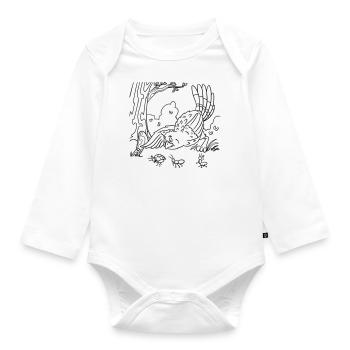 Cute bird coloring page for children's birthday party - Organic Longsleeve Baby Bodysuit - white - Front