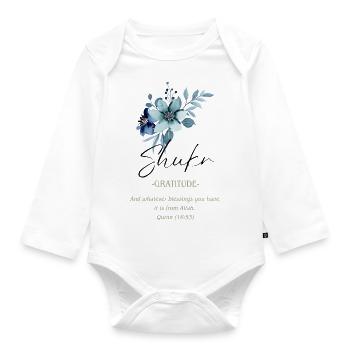 Shukr Gratitude Calligraphy Art - Organic Longsleeve Baby Bodysuit - white - Front
