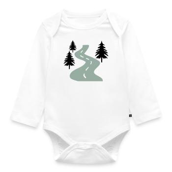 Straße Bäume Weg - Baby Bio-Langarm-Body - Weiß - Vorne